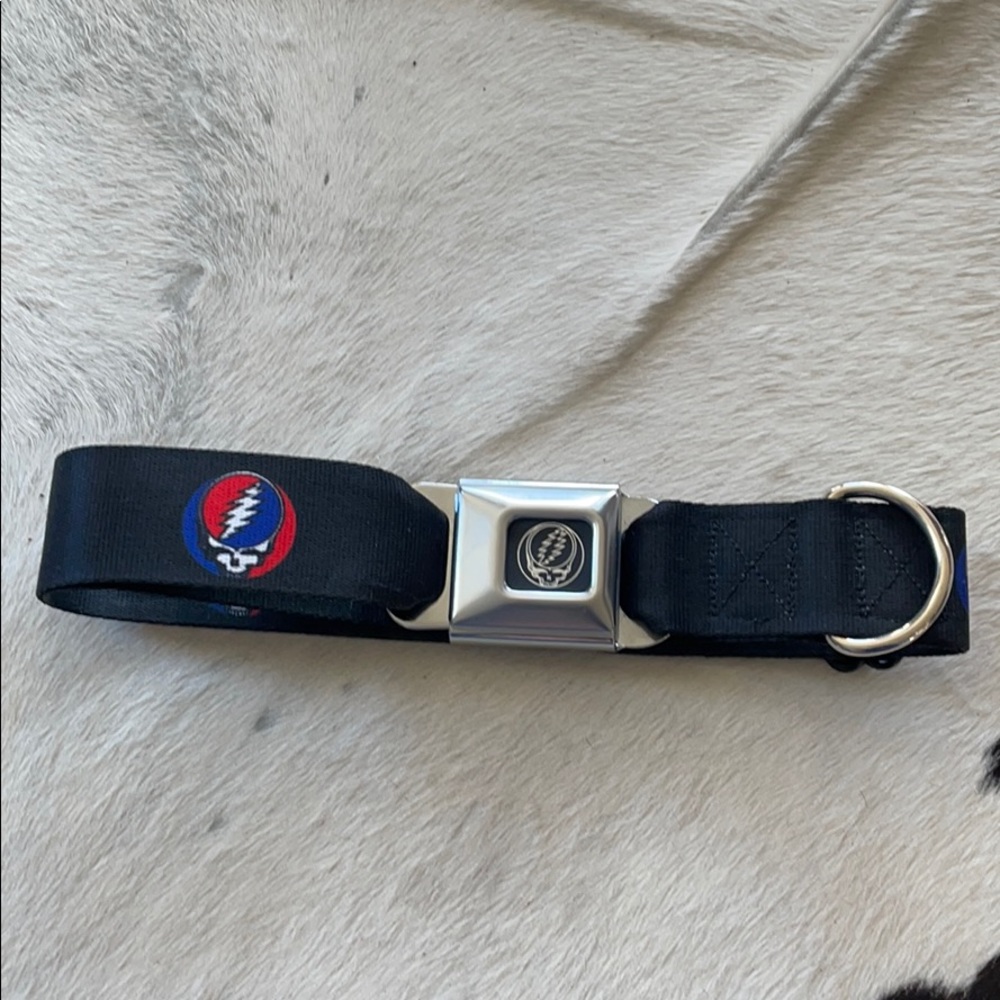 Steal Your Face Black Seat Belt Buckle Dog Collar